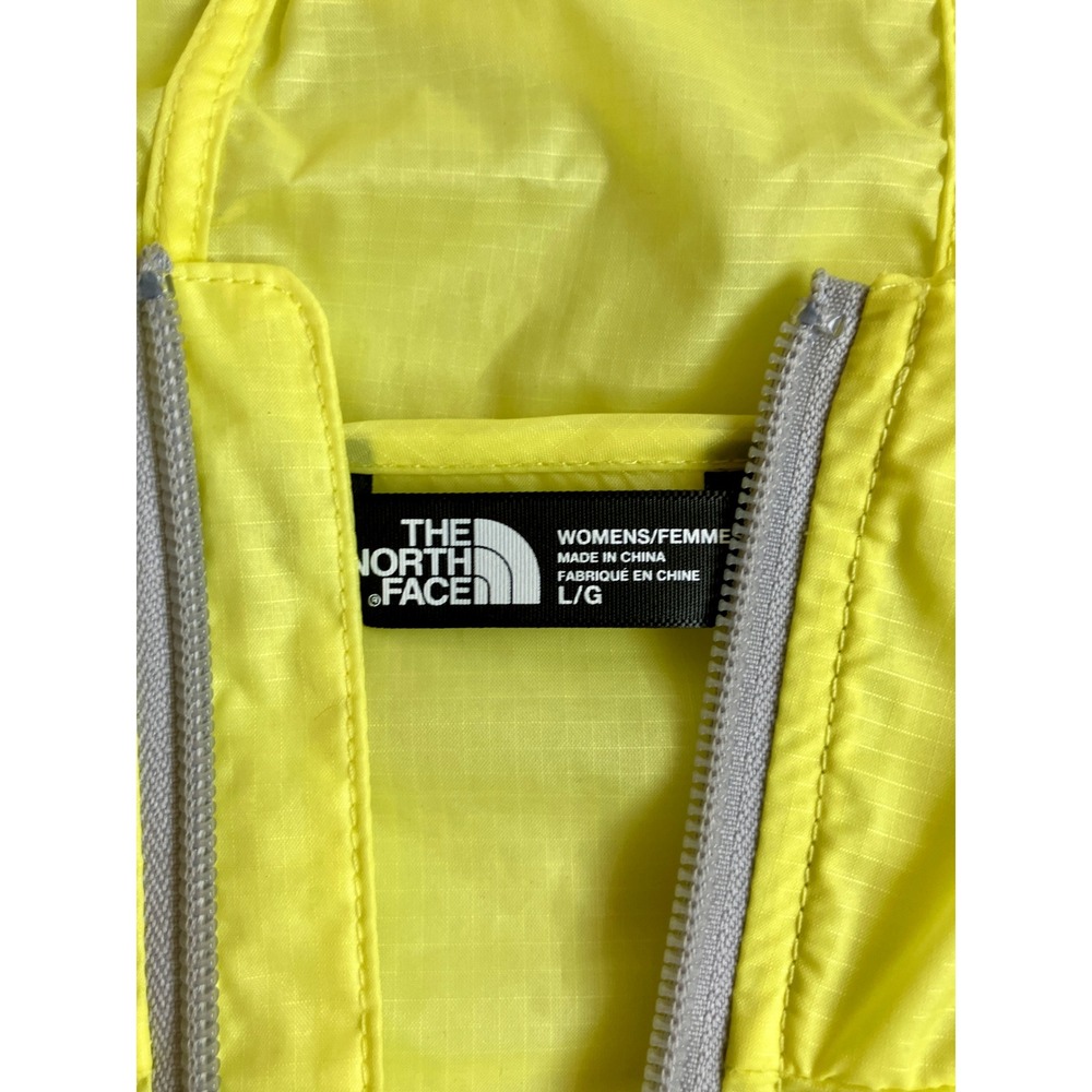 The North Face Stow Pocket Hooded Jacket Womens L Yellow Windbreaker - Picture 3 of 10